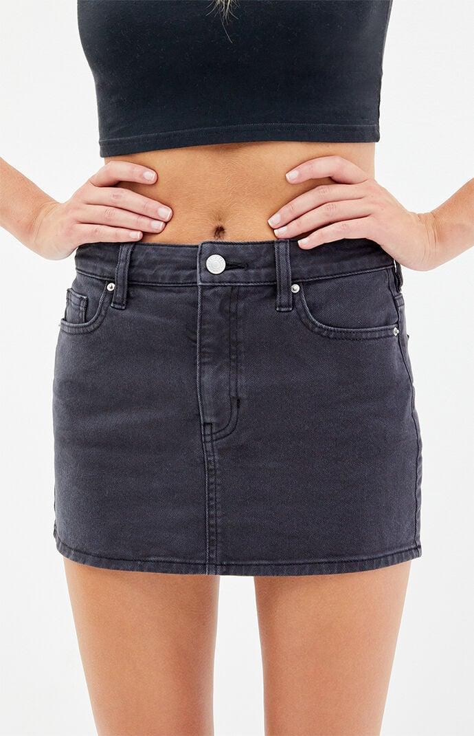 Womens Stretch Mid Rise Denim Mini Skirt - Product Image