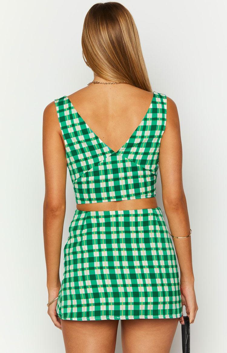 Dahlia Green Check Crop Top Product Image