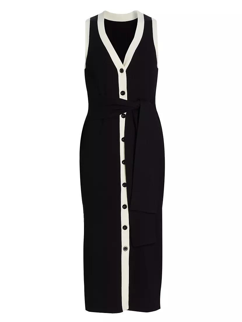 Victoria Tipped Tie-Waist Midi-Dress Product Image