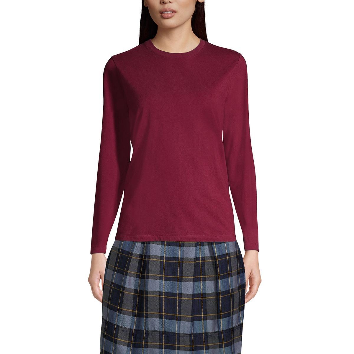 Womens Lands End School Uniform Long Sleeve Essential T-shirt Product Image