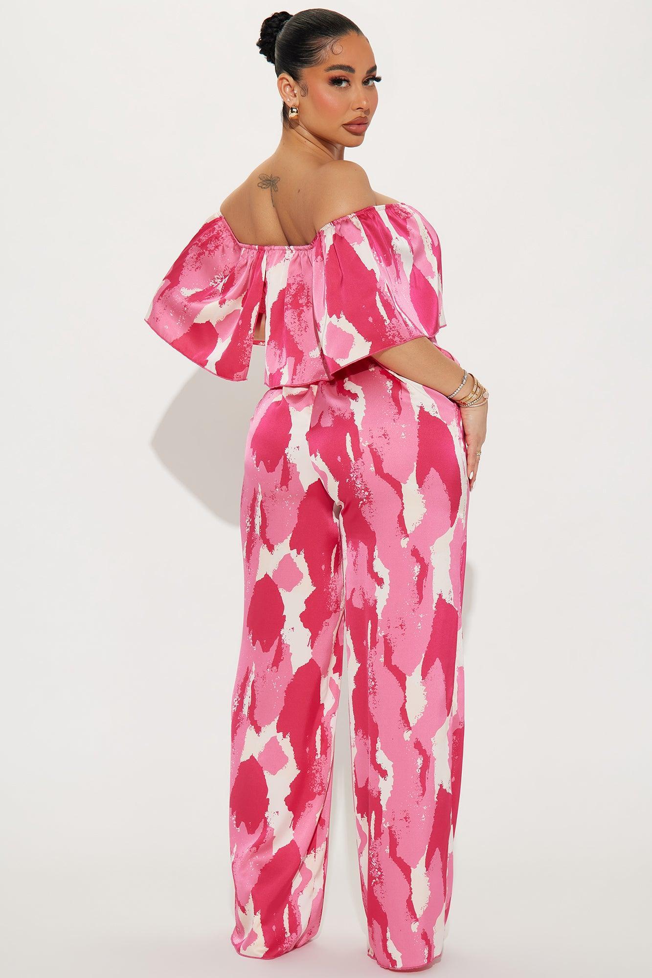 Make The Move Satin Jumpsuit  - Pink/combo Product Image