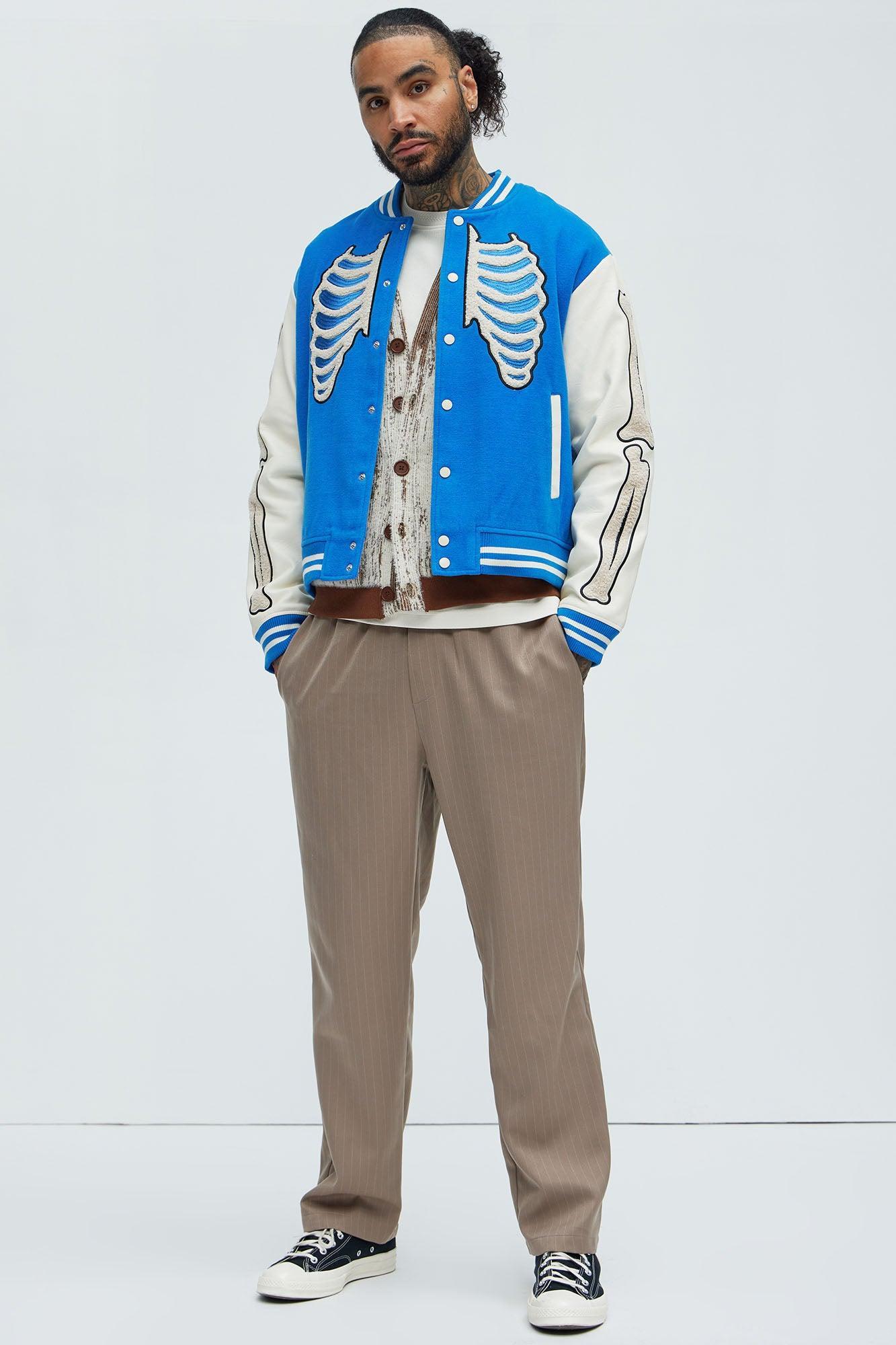 Skeleton Varsity Jacket - Blue/combo Product Image