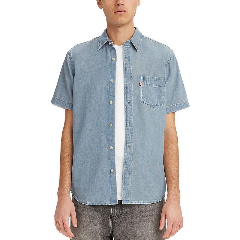 Levis Classic-Fit Short Sleeve Chambray Woven Shirt Product Image