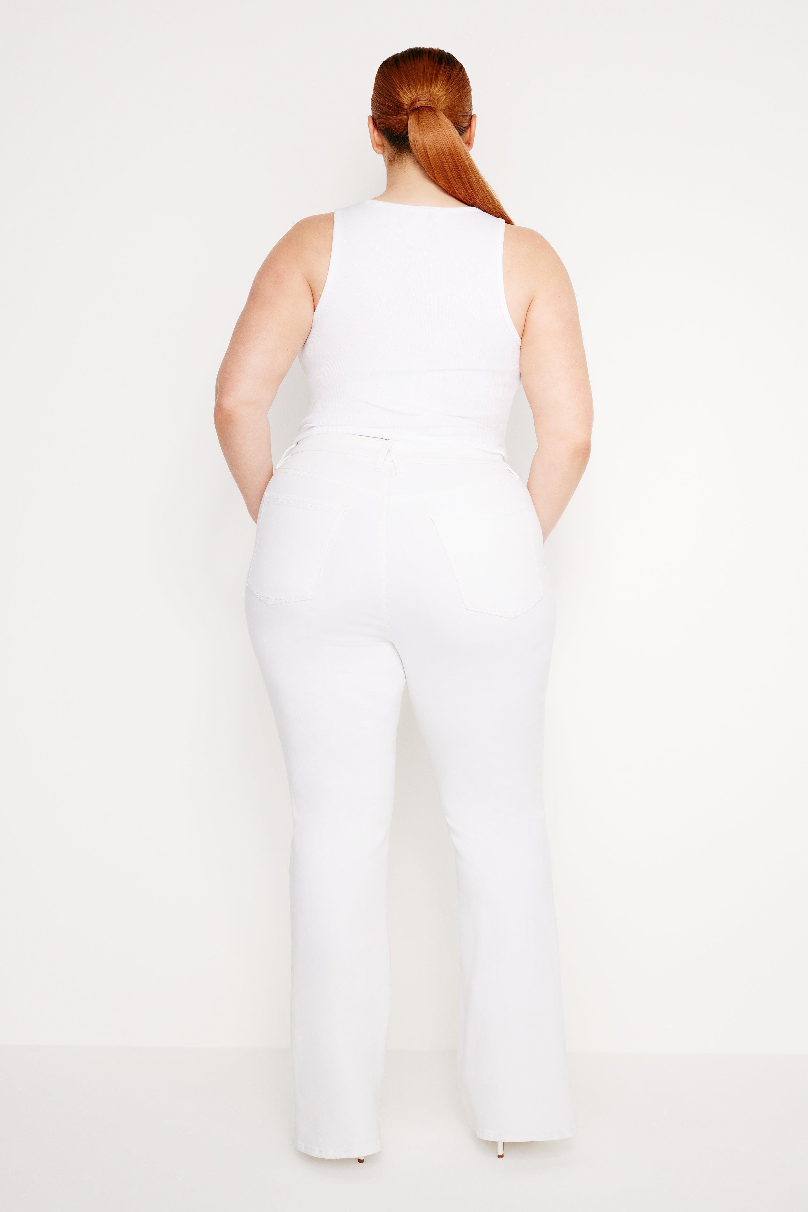 POWER STRETCH PULL-ON FLARE JEANS | WHITE001 Product Image