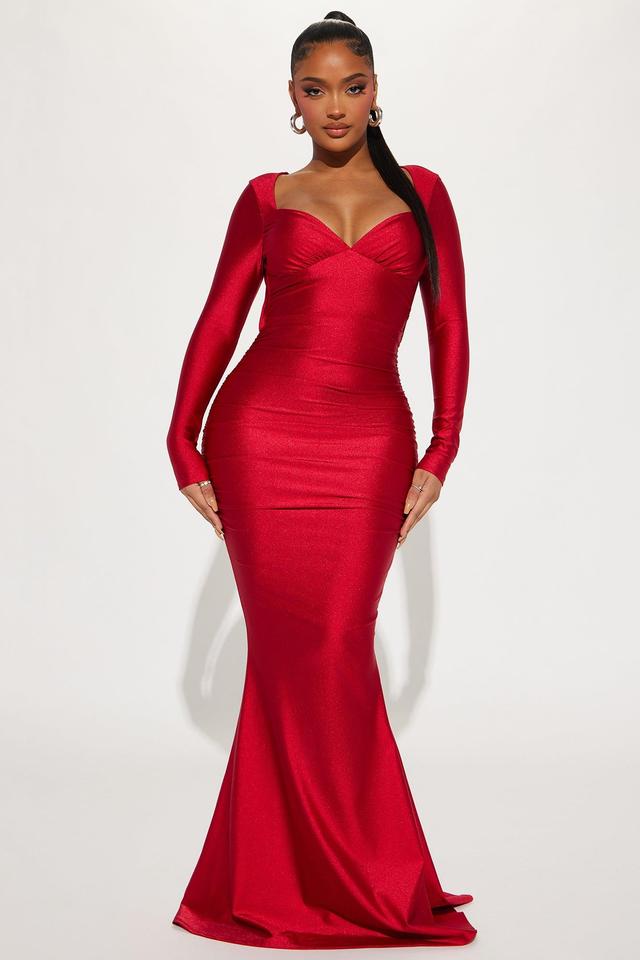 Brianna Tricot Gown - Red Product Image