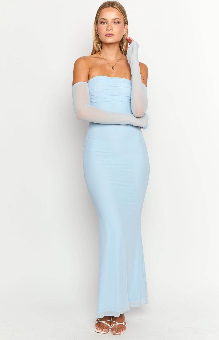 Odette Light Blue Long Sleeve Formal Maxi Dress Product Image