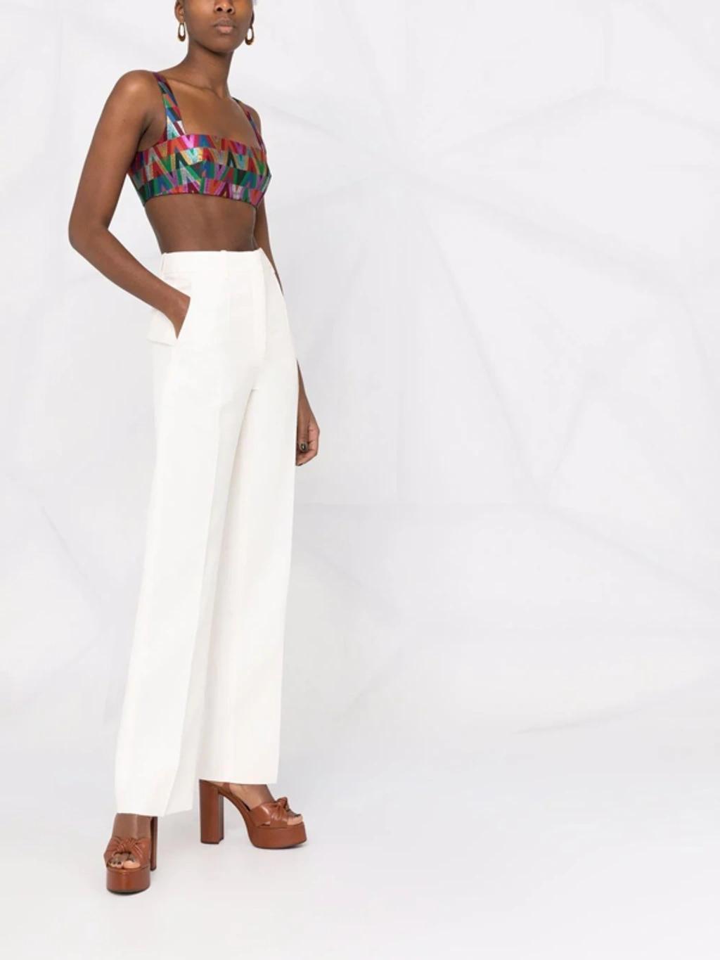 High-waisted Straight-leg Trousers In White Product Image