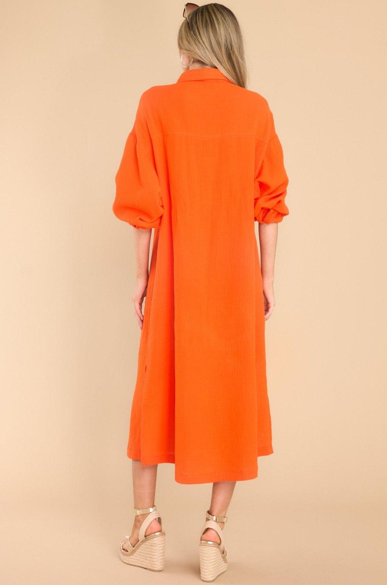 Aura Somewhere Up Above Flame Midi Dress Orange Product Image