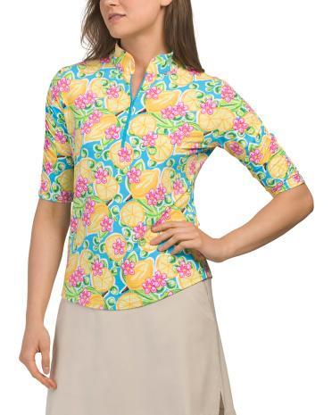 Upf 50 Printed Elbow Sleeve Top For Women Product Image