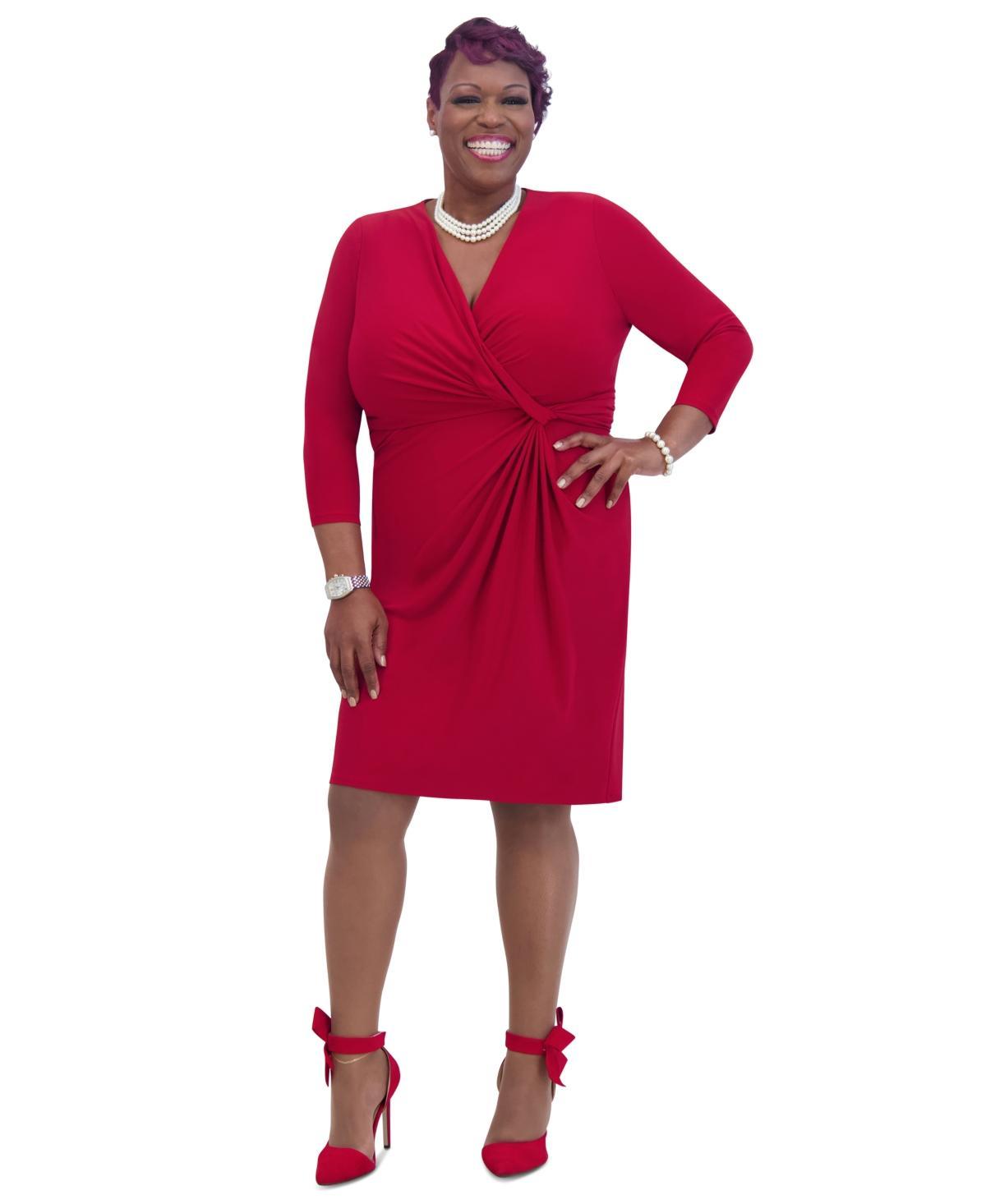 Women's Surplice-Neck Twist Front Sheath Dress Product Image