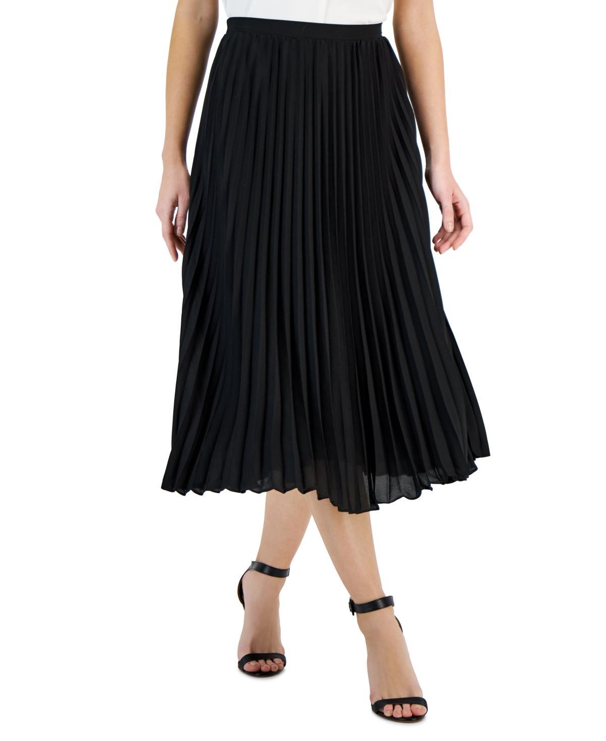 T Tahari Womens Pull-On Pleated Midi Skirt product image