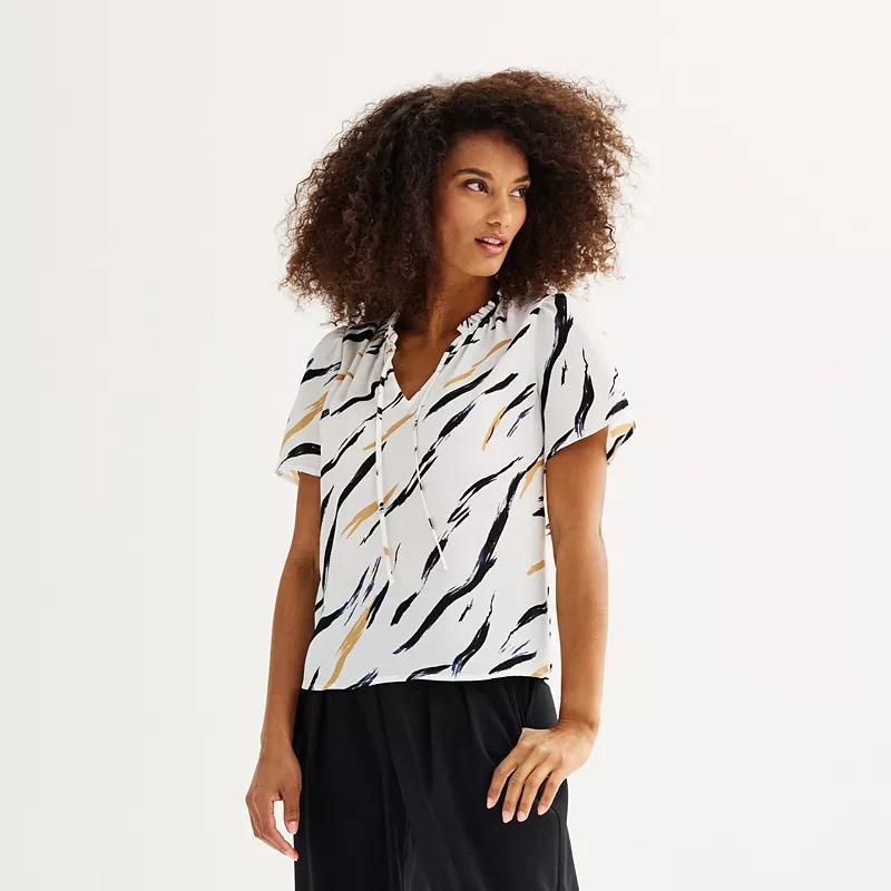 Petite Nine West Tie Front Top, Womens Product Image