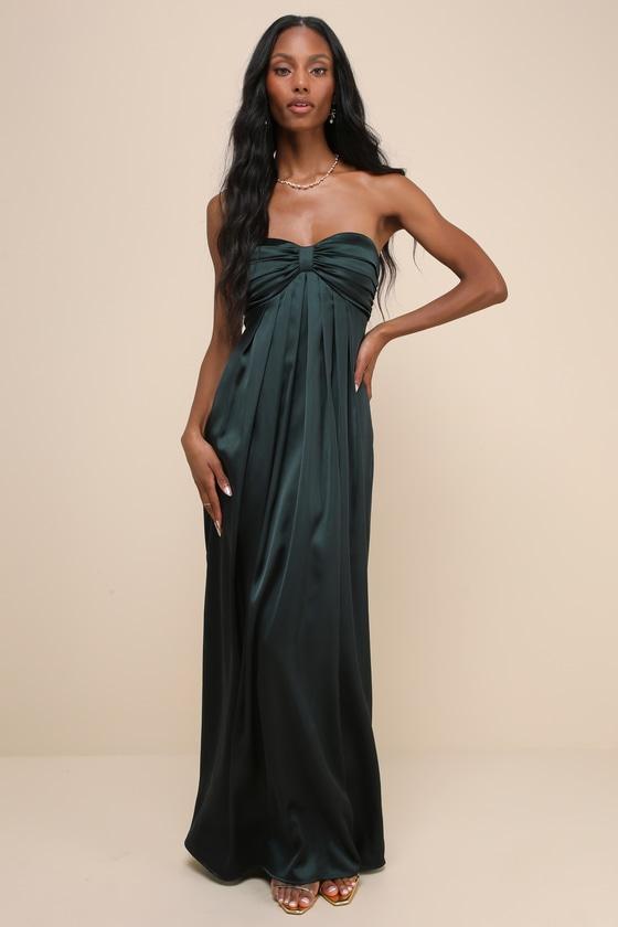 Memorable Entrance Emerald Green Strapless Satin Maxi Dress product image