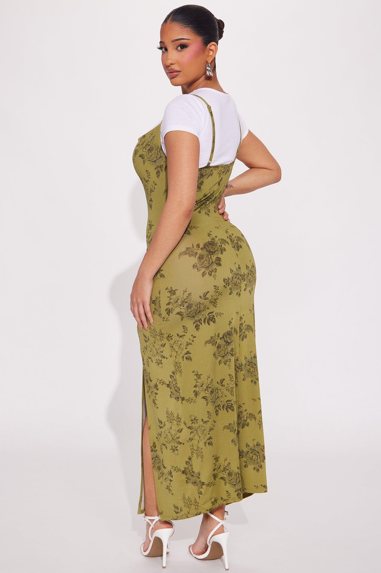 Denise Printed Maxi Dress Set - Olive/combo Product Image