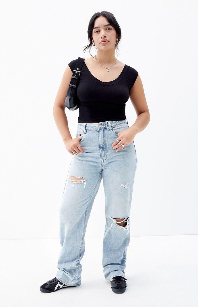 PacSun Womens Eco Light Ripped 90s Boyfriend Jeans Product Image