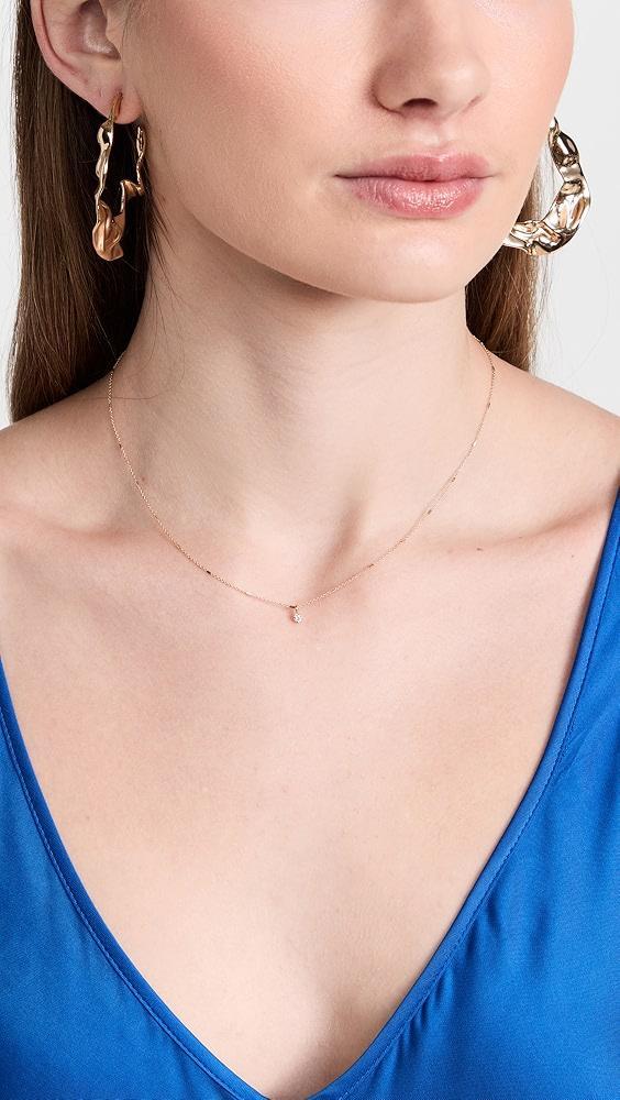 Zoe Chicco 14k Prong Diamond on Tiny Bar and Cable Chain Necklace | Shopbop Product Image