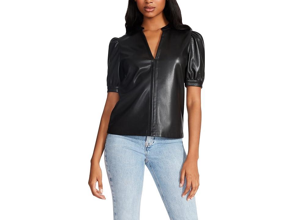 Steve Madden Jane Puff Sleeve Faux Leather Top Product Image