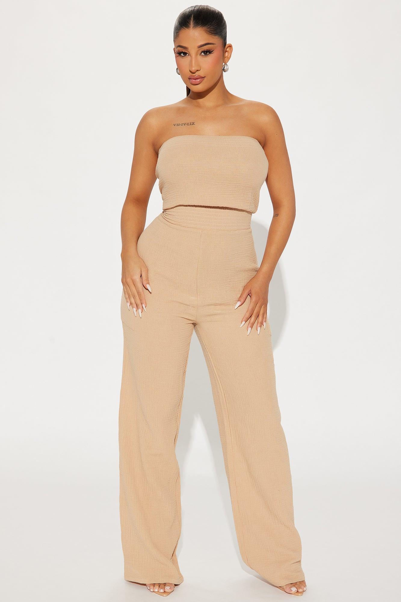 Tulum Mami Gauze Jumpsuit - Taupe Product Image