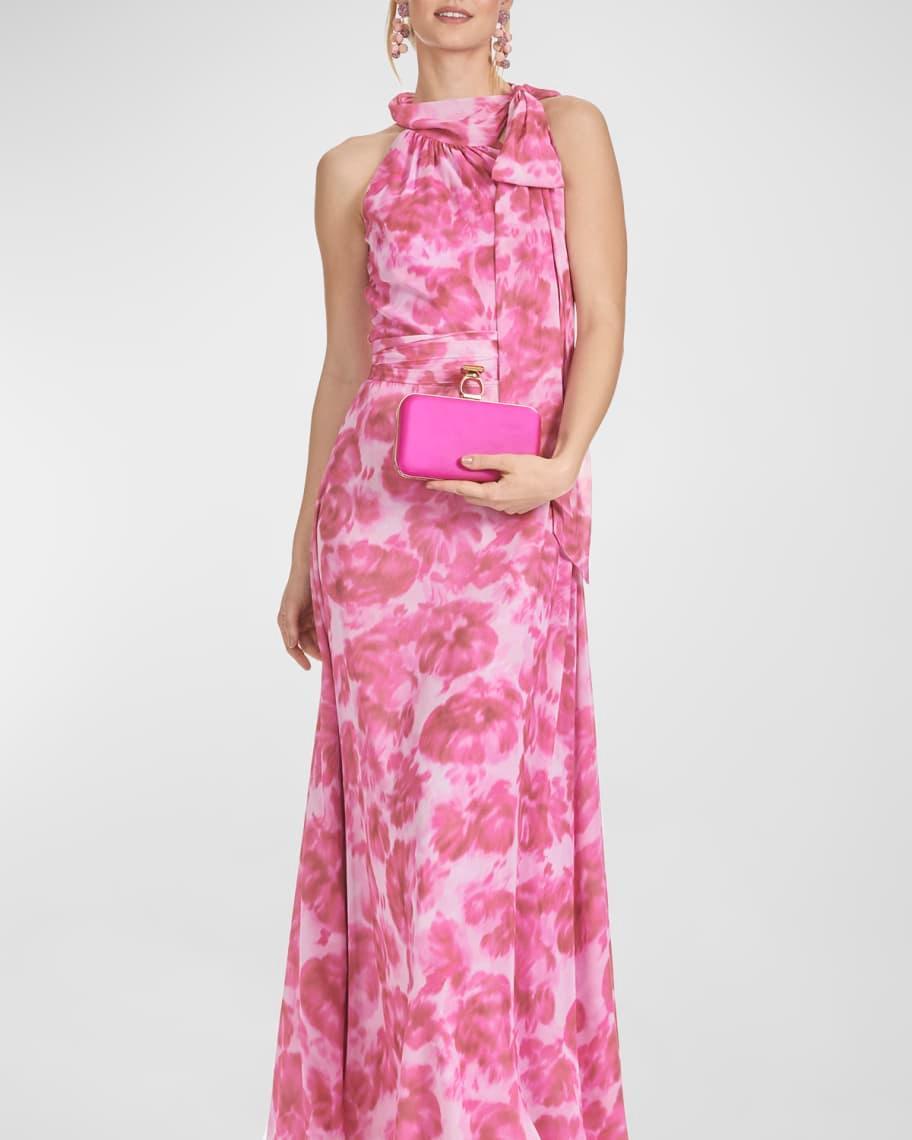 Kayla Floral-Print Chiffon Halter Gown product image