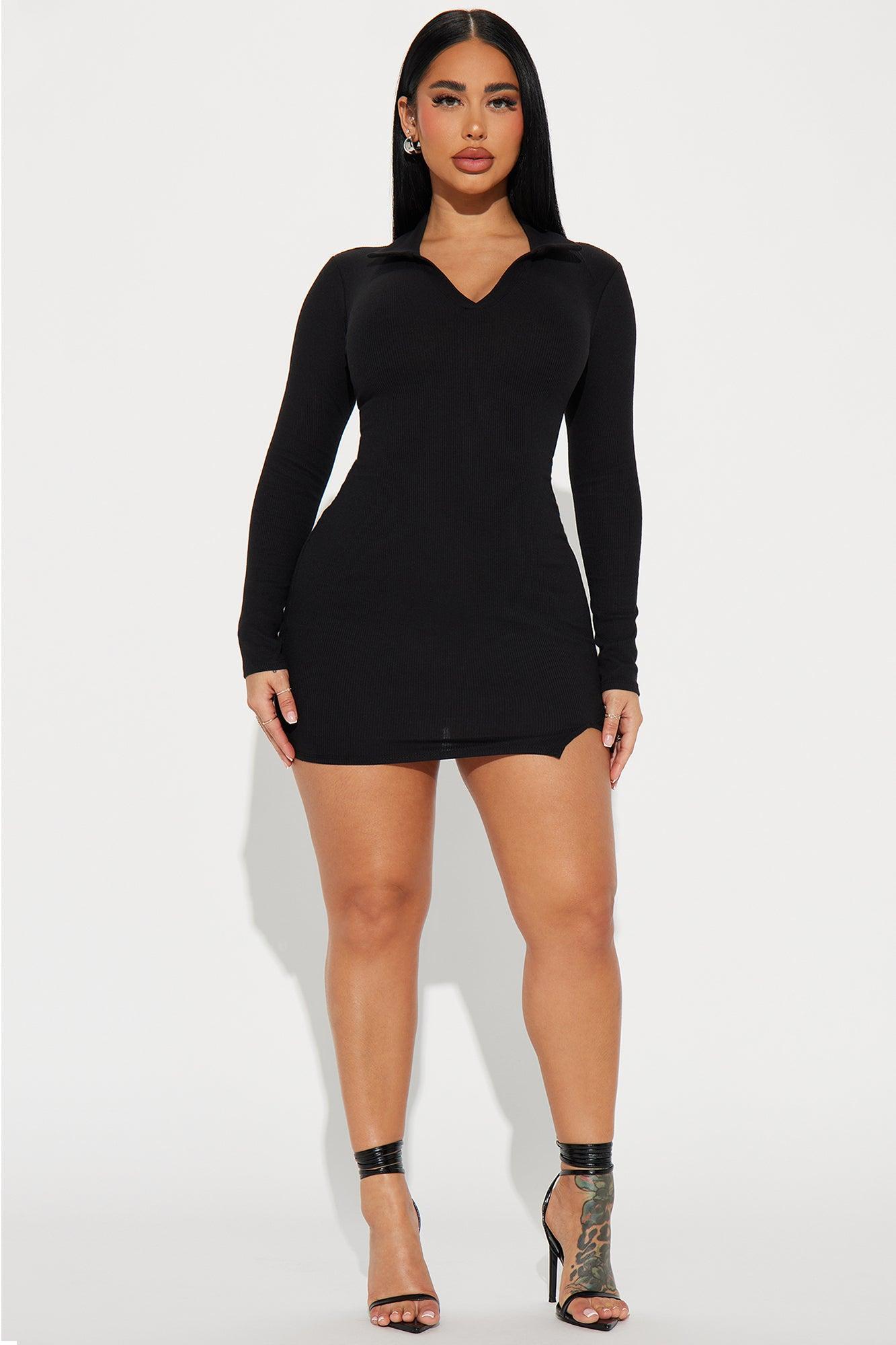 Miley Ribbed Mini Dress - Black Product Image