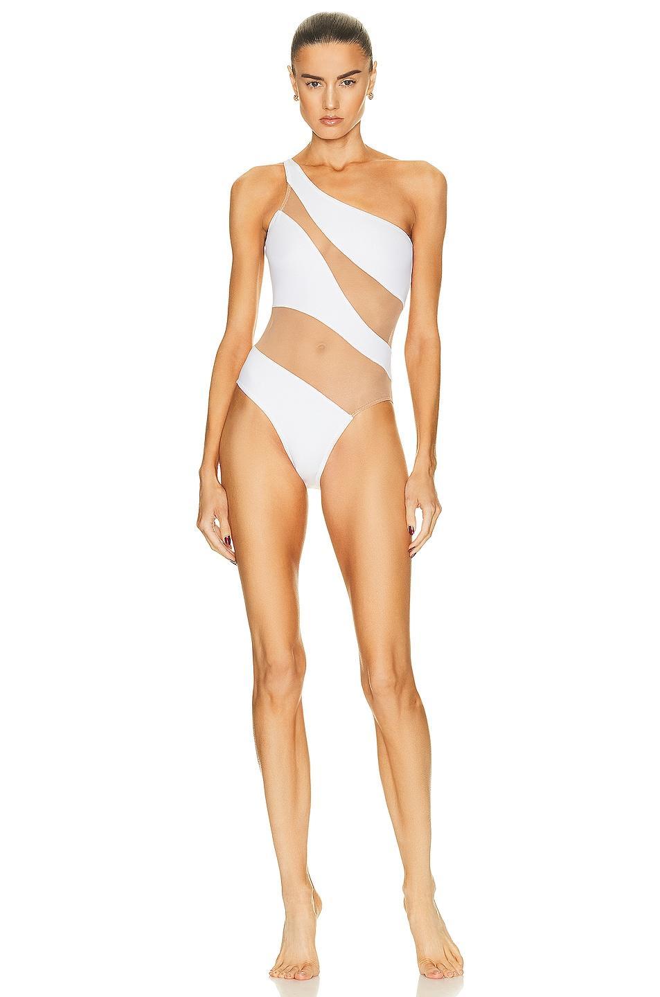 Norma Kamali Snake Mesh One-Shoulder Swimsuit Product Image