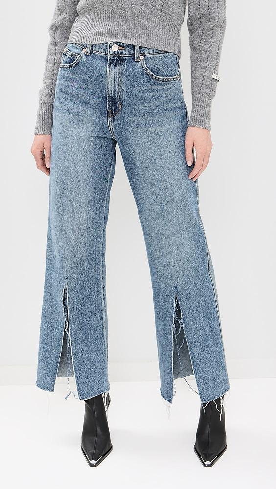 RECTO Isla Front Slit Medium Washed Denim Jeans | Shopbop Product Image