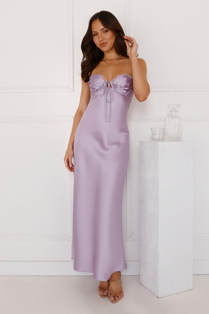 Winery Wedding Satin Maxi Dress Lilac Product Image