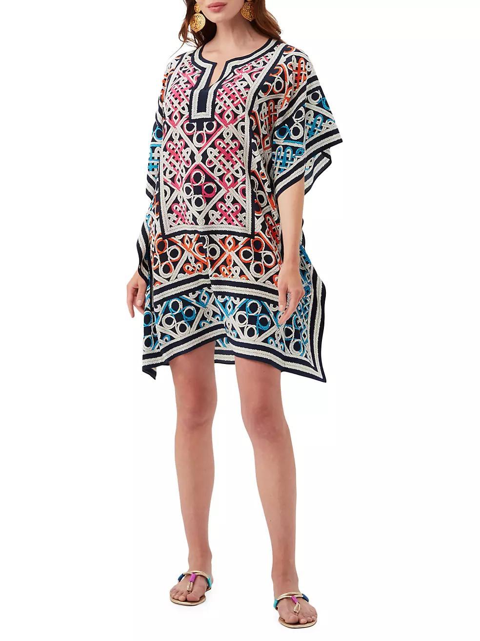 Theodora Printed Silk Caftan Dress Product Image