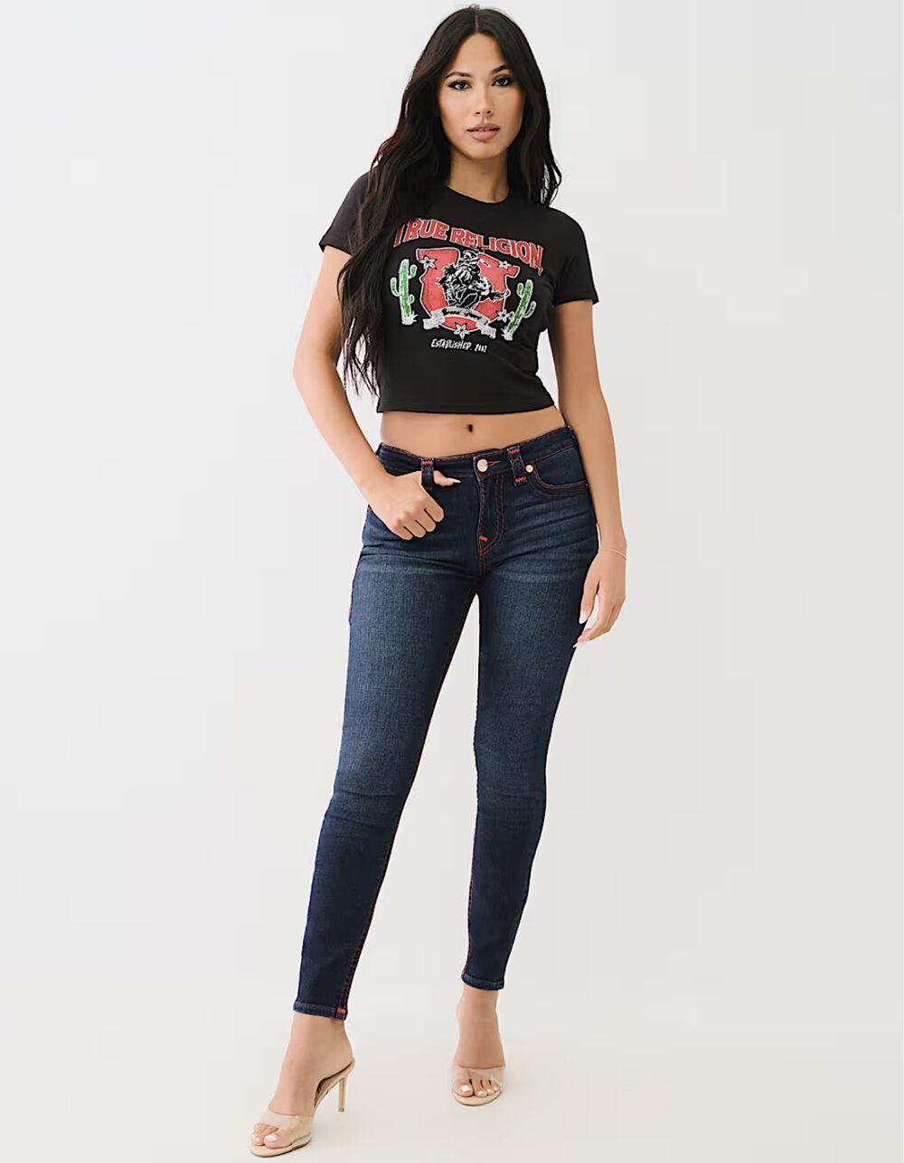 TRUE RELIGION Crystal Western Womens Baby Tee Product Image