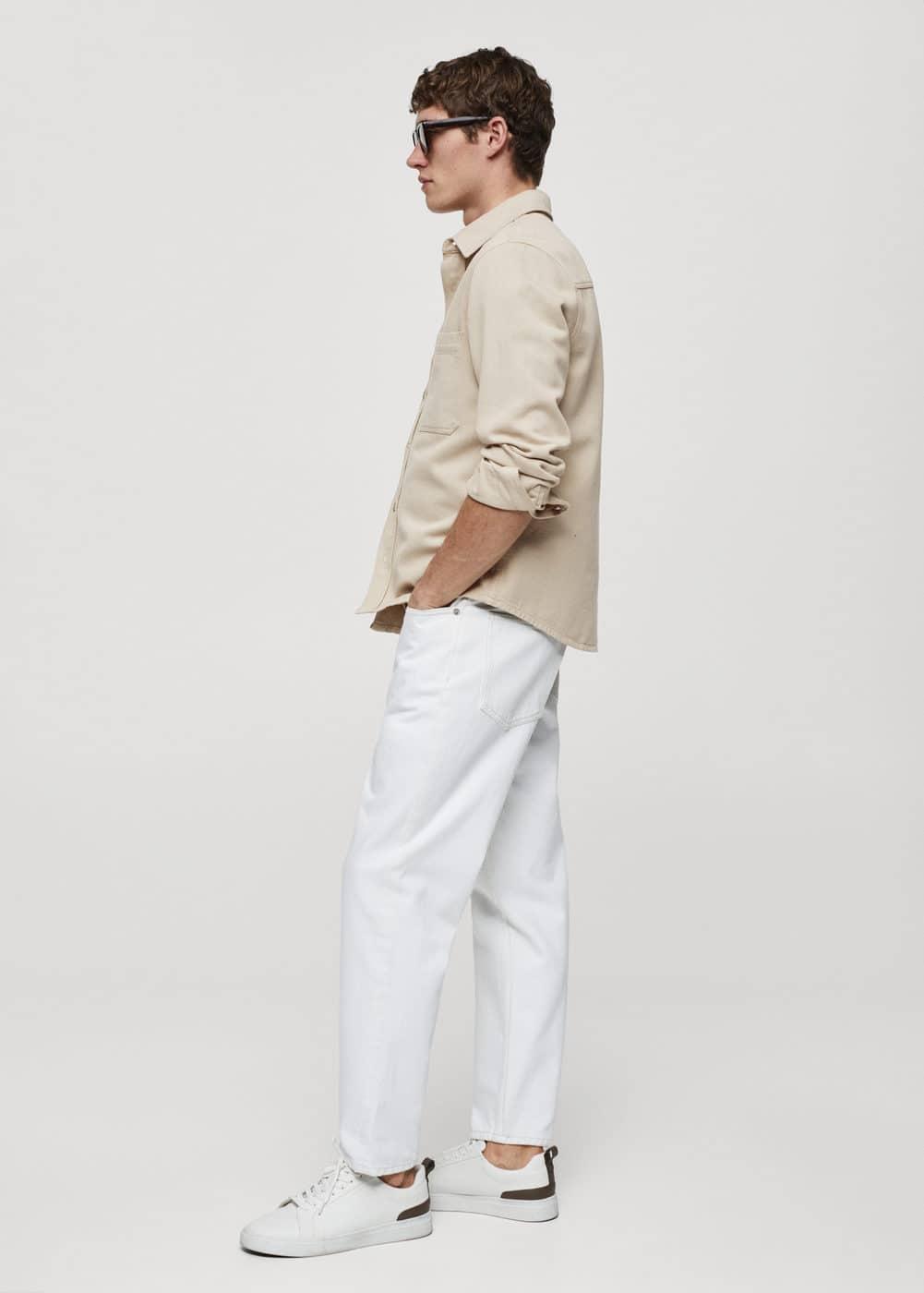 MANGO MAN - Regular-fit overshirt with pocket beigeMen Product Image