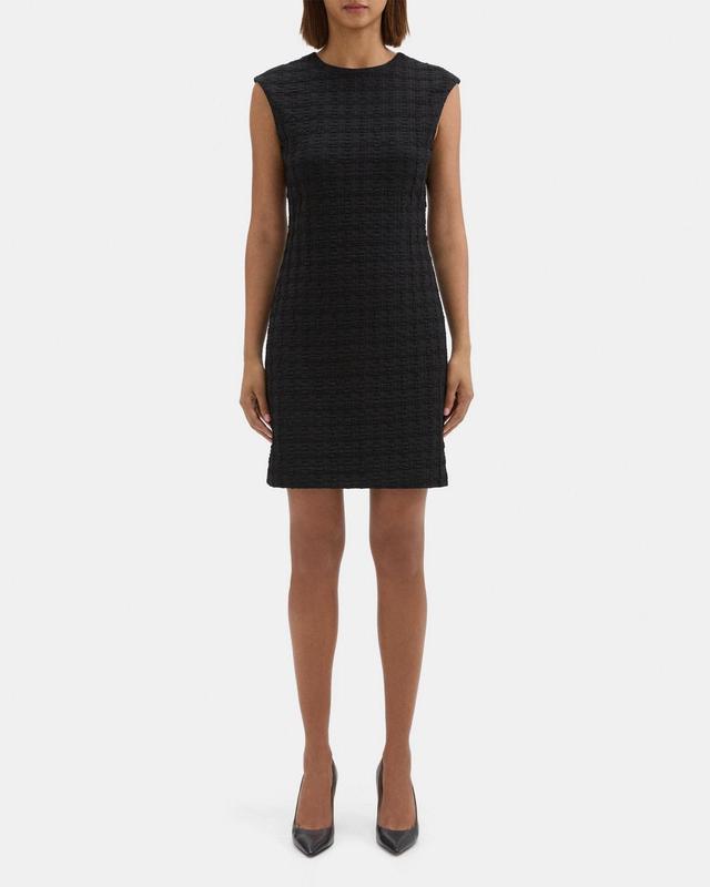 Cap-Sleeve Shift Dress in Textured Ponte Product Image