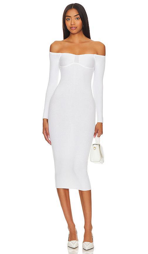 L'Academie x Marianna Tucci Knit Bustier Dress in White. Size XL. Product Image