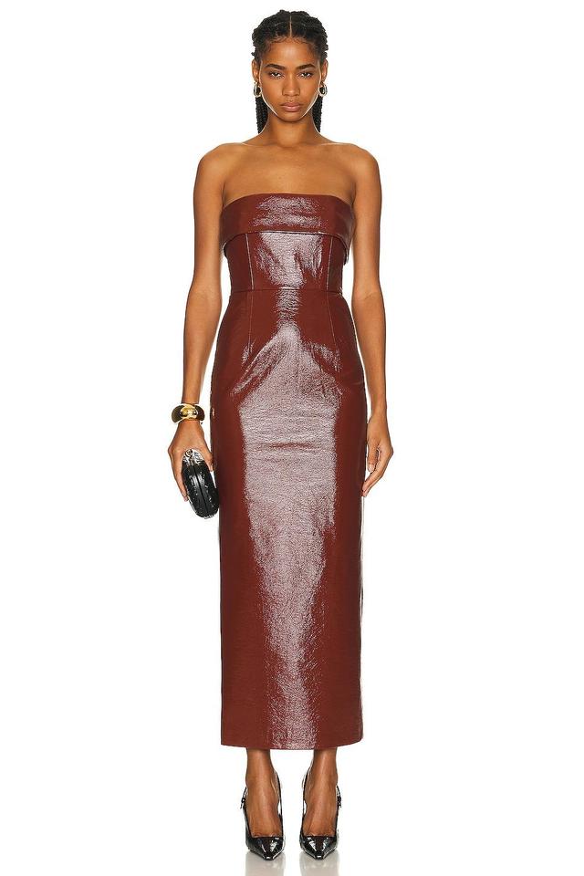 The New Arrivals by Ilkyaz Ozel Rhea Dress in Burgundy Product Image