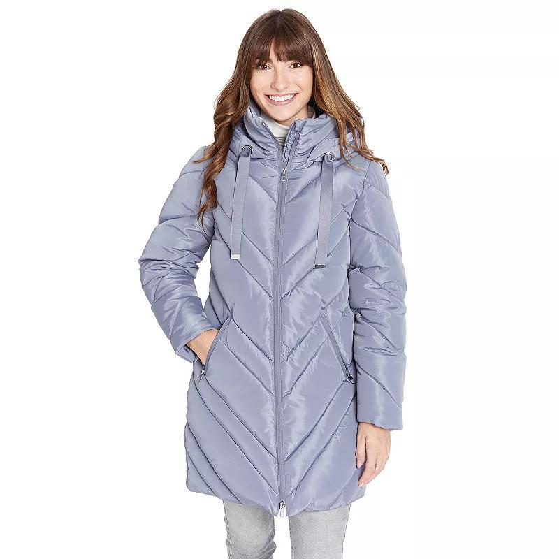 Womens Nine West Chevron Quilted Puffer Jacket Product Image