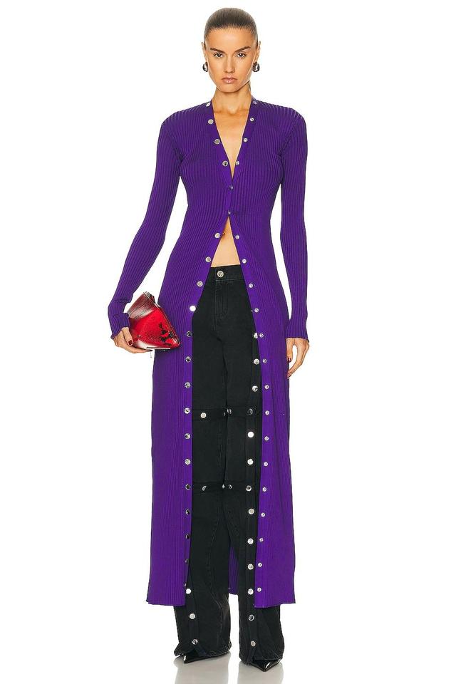 THE ATTICO Long Cardigan in Purple - Purple. Size 36 (also in 38, 40). Product Image