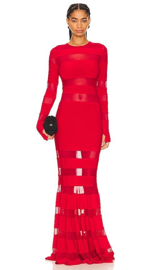 Norma Kamali Spliced Dress Fishtail Gown in Red Product Image