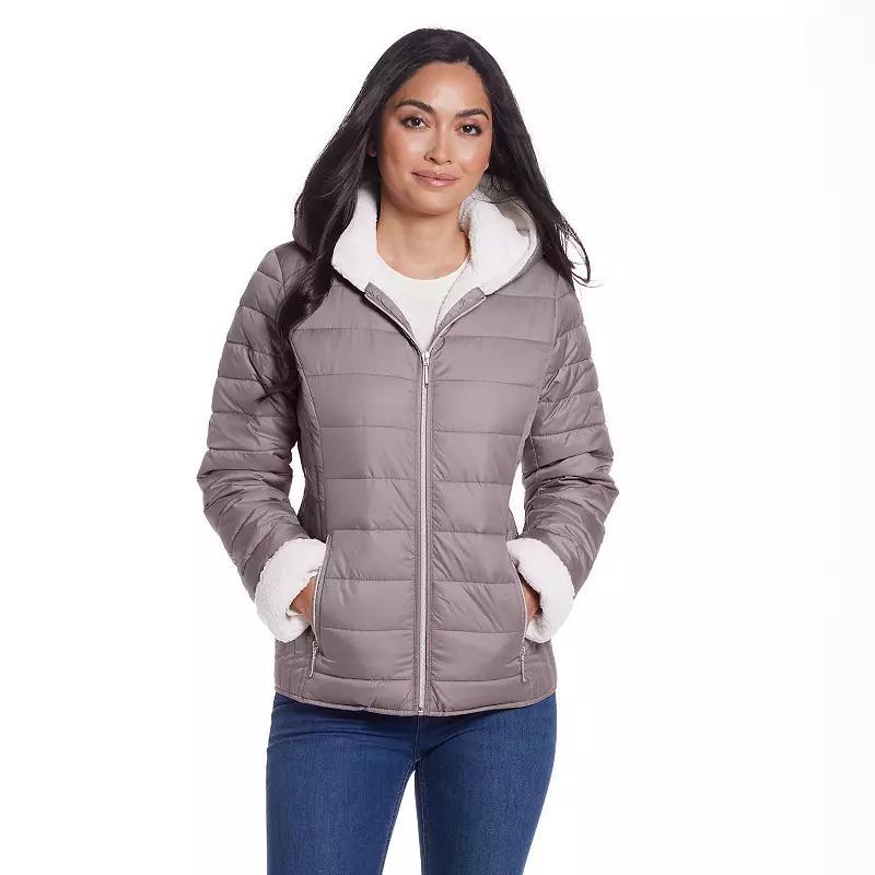 Womens Weathercast Hood Sherpa-Lined Puffer Jacket Product Image