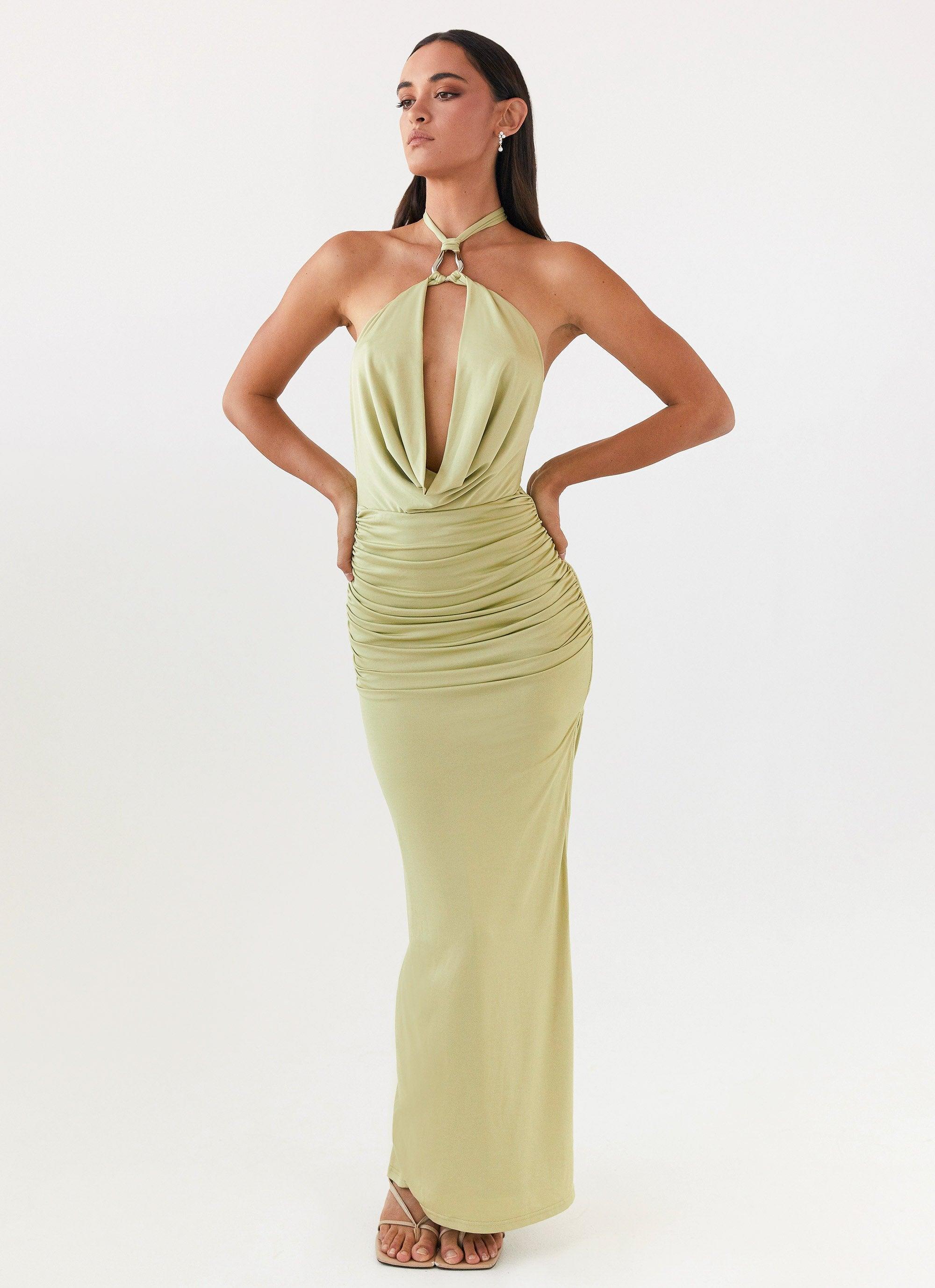 Samara Halterneck Maxi Dress - Sage product image