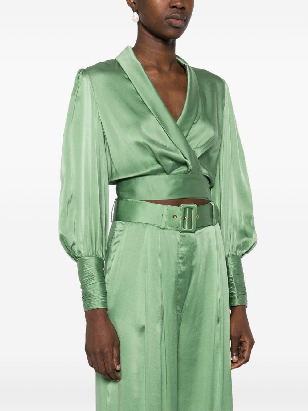 ZIMMERMANN Silk Wraparound Blouse In Green Product Image