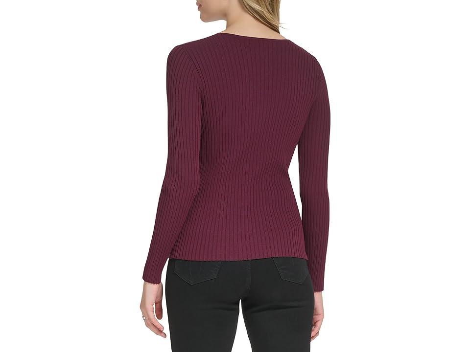 Calvin Klein Rib Twist Neck with Keyhole (Port) Women's Clothing Product Image