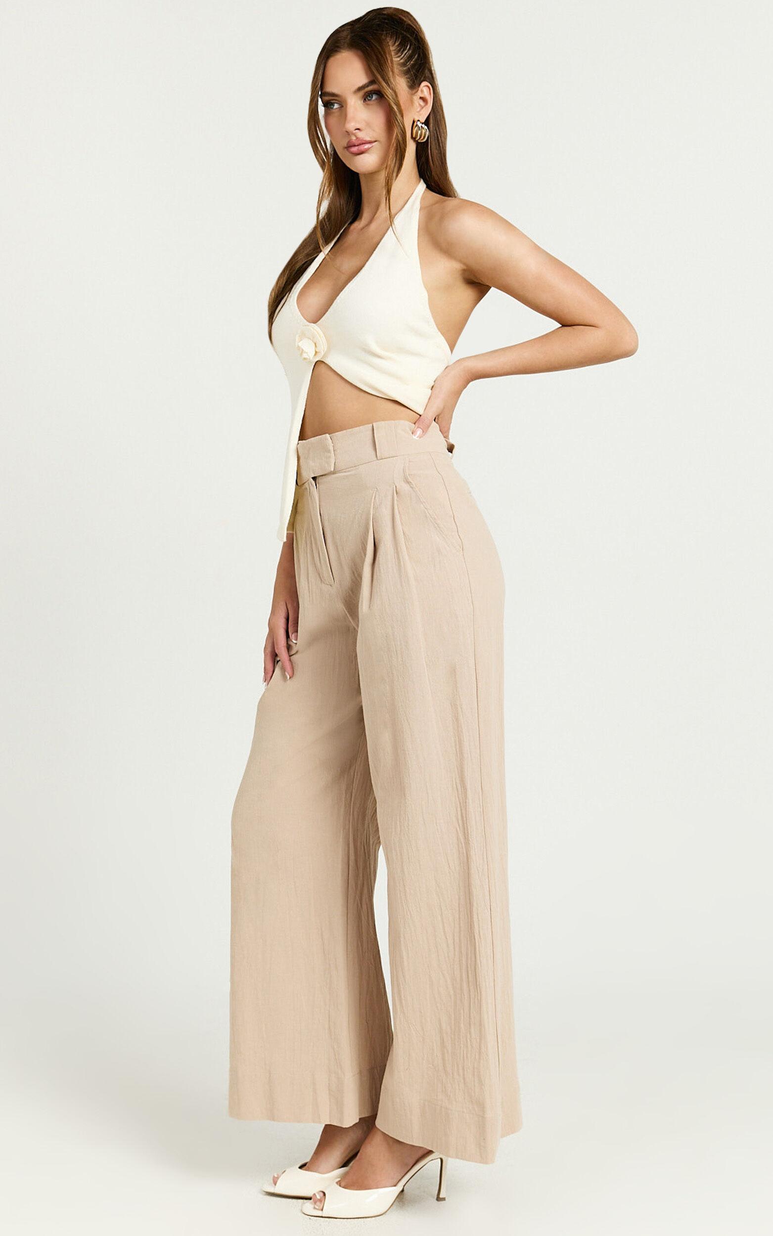 Bette Pants - High Waisted Wide Leg Pants in Stone Product Image