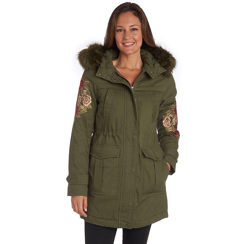 Womens Fleet Street Faux-Fur Hooded Midweight Anorak Parka Green Product Image