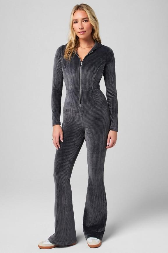 Plush Rib Hooded Jumpsuit Product Image