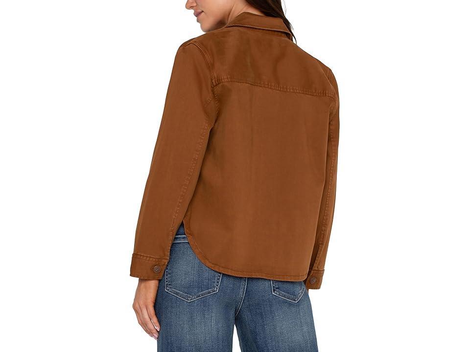 Liverpool Los Angeles Cropped Shirt Jacket Soft Touch Twill (Jasper ) Women's Jacket Product Image