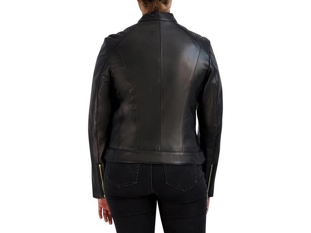 Cole Haan Leather Racer Jacket (Deep Espresso) Women's Jacket Product Image