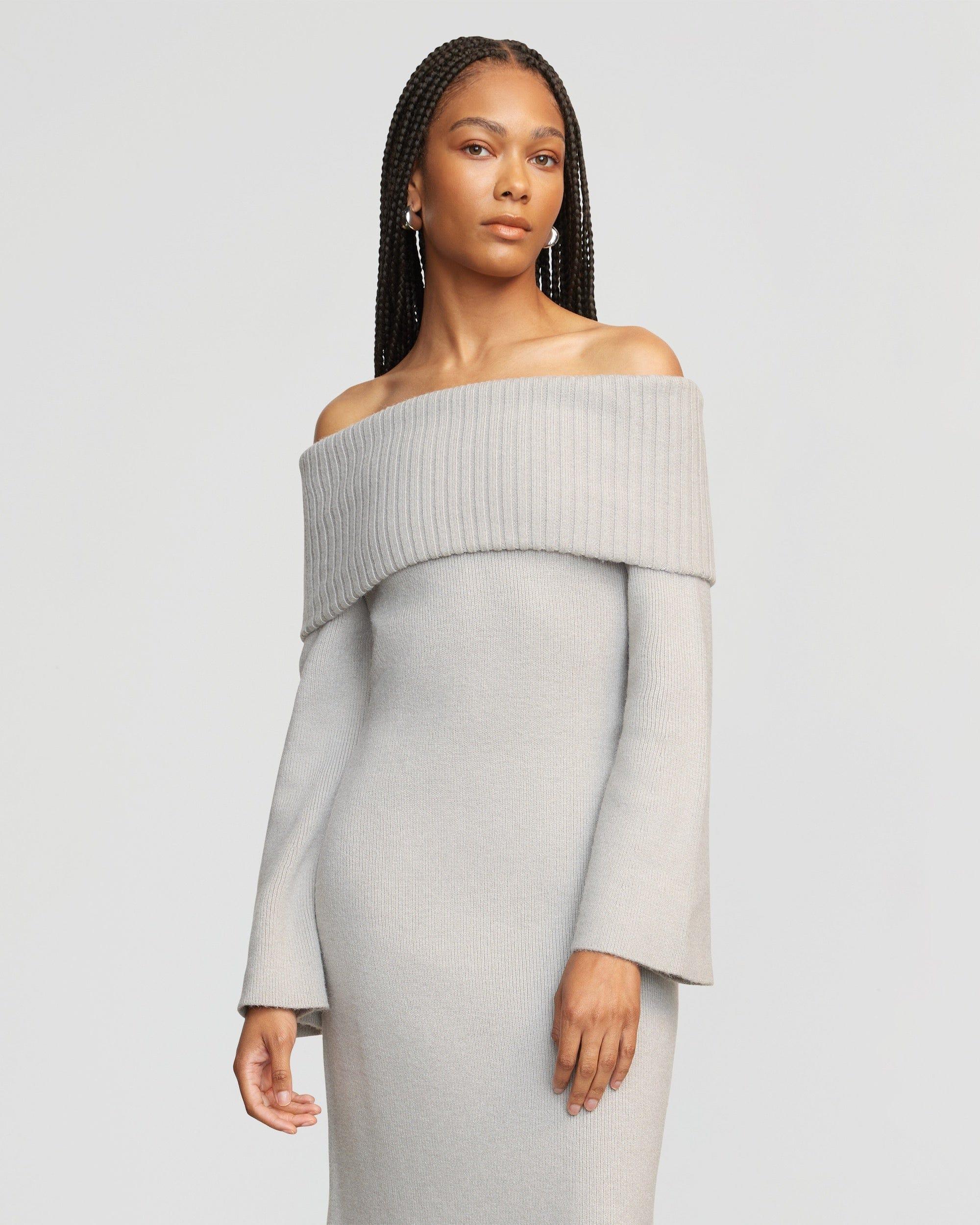 Cara Ribbed Foldover Sweater Dress Product Image