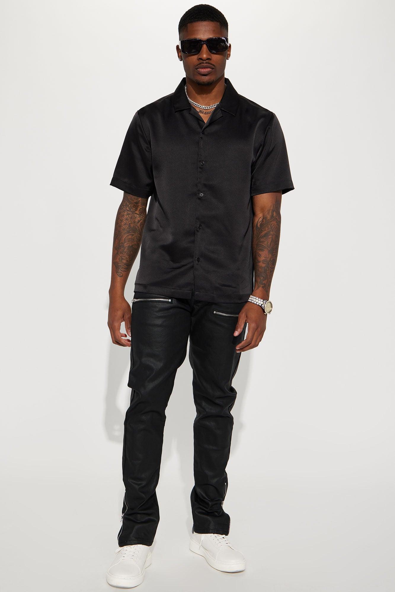 Keeping It Cool Waxed Skinny Pants - Black Product Image