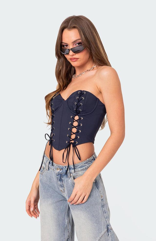 Edikted Women's Mckenna Lace Up Corset in B/W/T/B/N/G/O/R - Product Image