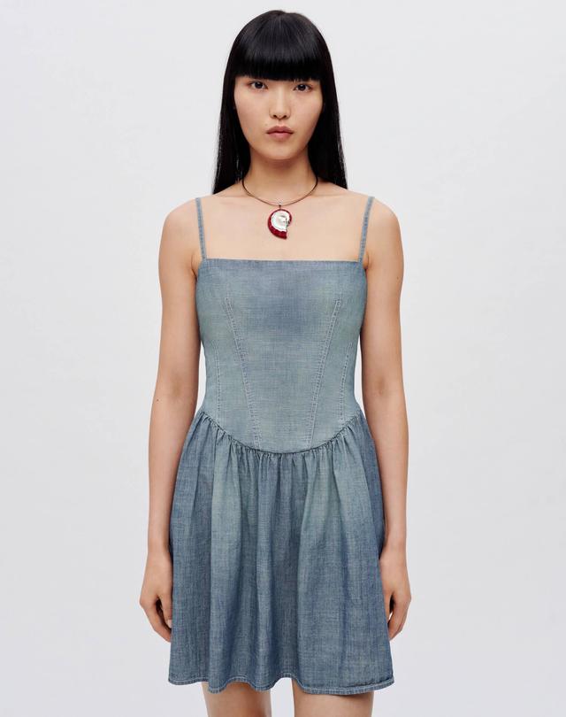 Chambray Gathered Dress - Paradise Cove Product Image