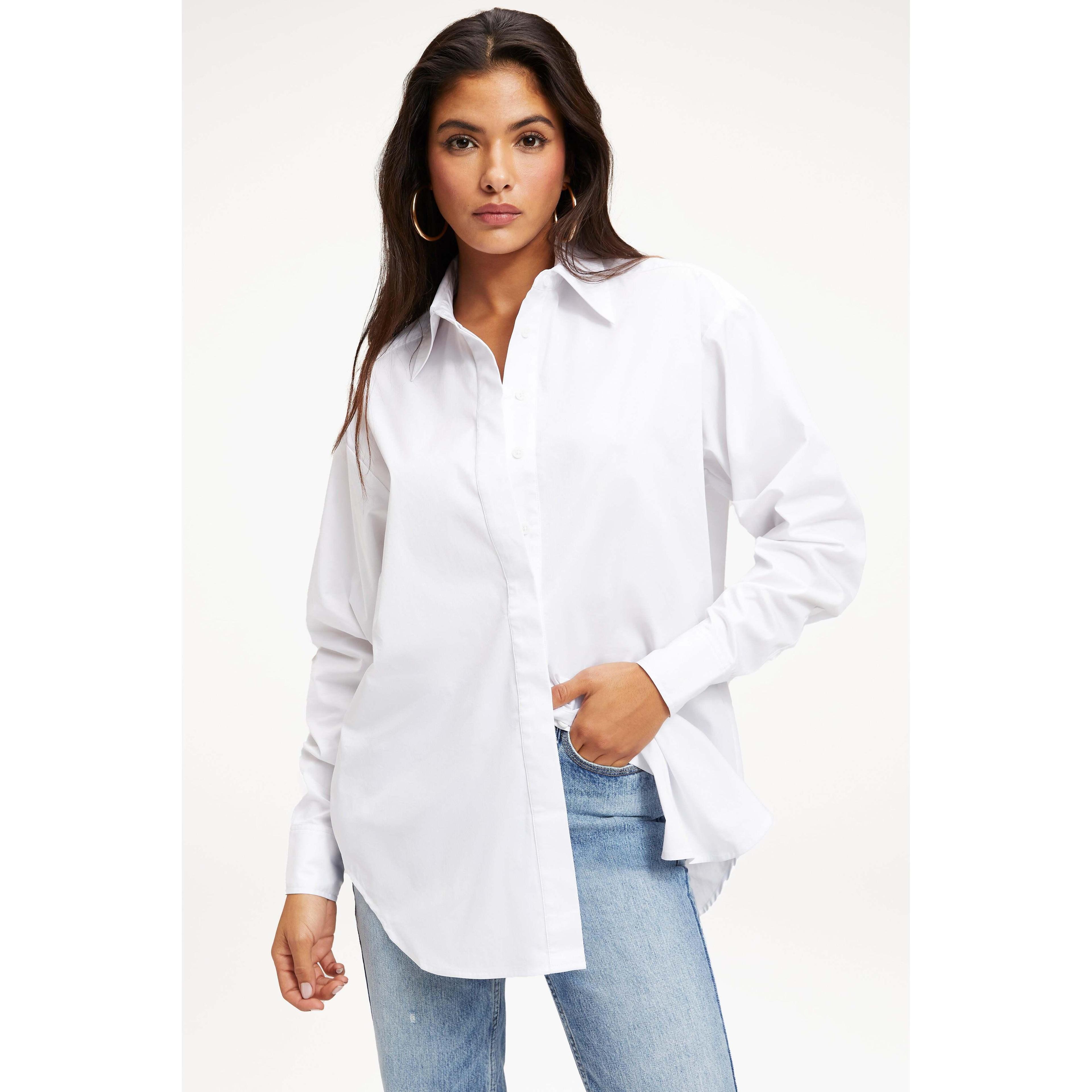 Womens Oversized Unisex Cotton-Blend Shirt Product Image